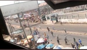 Demonstrator Take Over Iwo Road In Protest Of The Country's Naira Scarcity